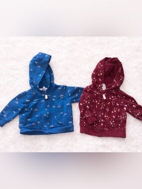 Baby Girl 3M Carter’s Hoodie Bundle Floral Rainbow Zip Up Jackets Set